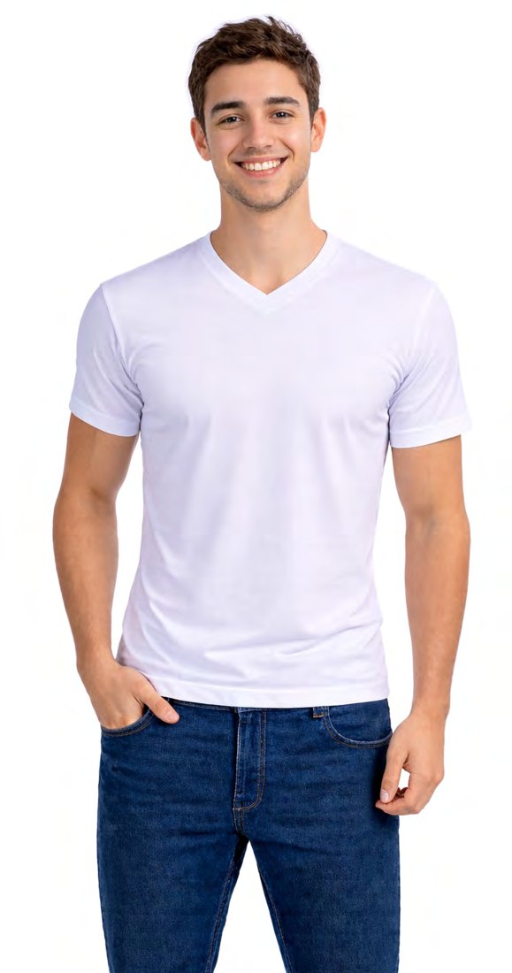 Camiseta blanca cuello en V